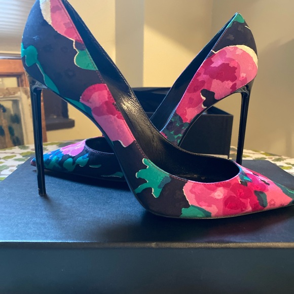 Saint Laurent Multicolor Floral Heels - Picture 6 of 9